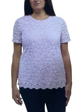 NWT Teddi Rose Women's M Lavender Lace Short Sleeve Blouse C1124